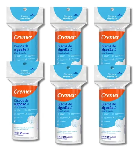 Kit Com 6 Pacotes De Discos De Algodão Hidrófilo Cremer