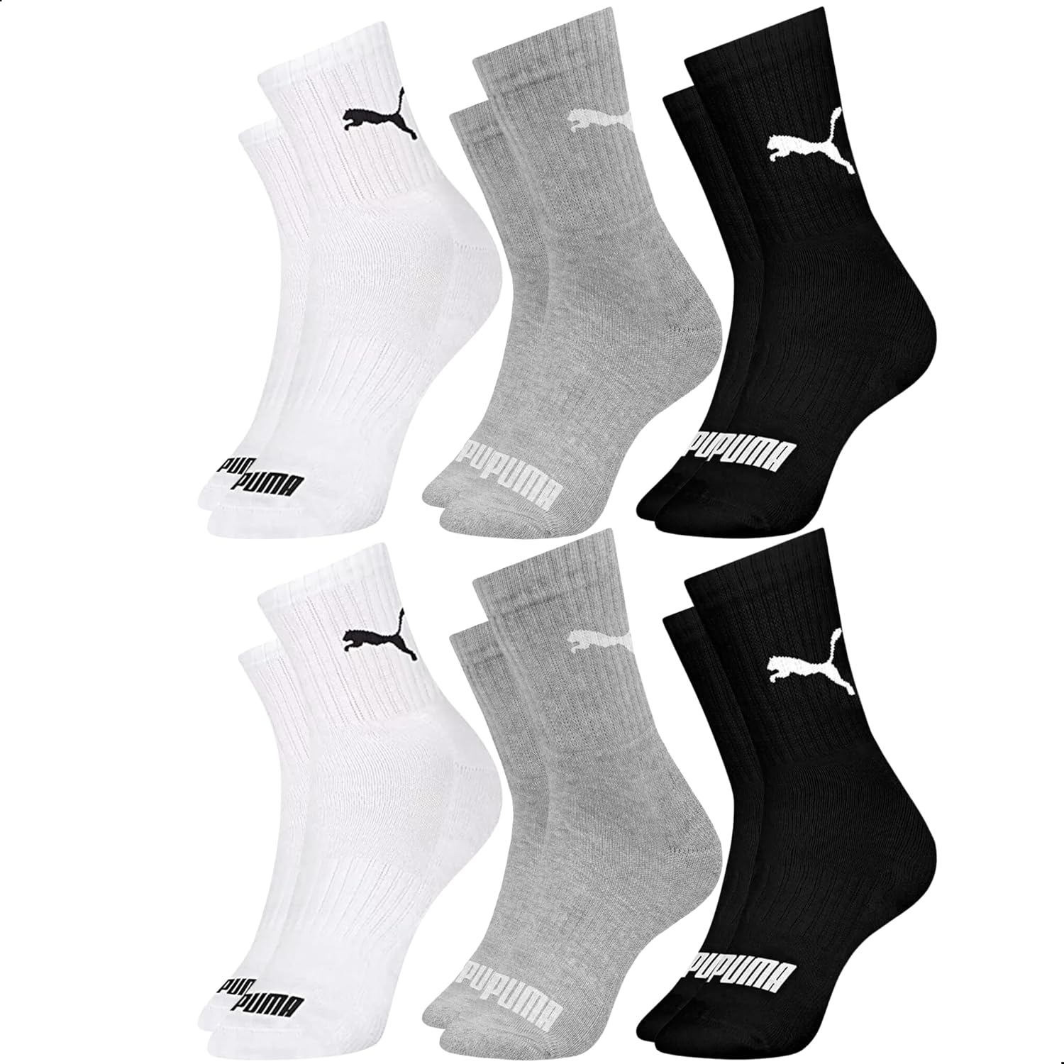 Kit 6 Pares Meia Cano Médio Puma Atoalhada Unissex