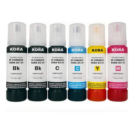 Kit com 6 Tintas Compatíveis para Impressoras Epson Série L