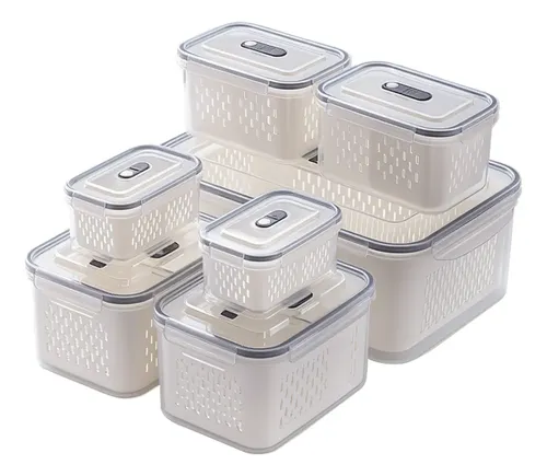 Kit 7 Organizadores de Geladeira e Armário em Cesto Transparente