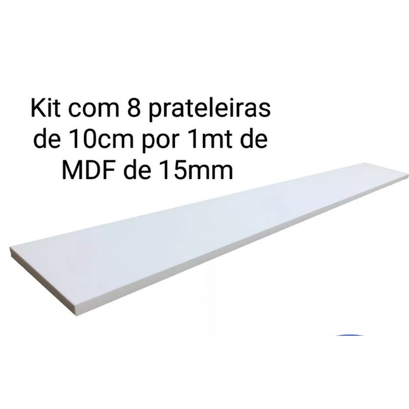 Kit com 8 Prateleiras em MDF 10cm x 1m para Decoração e Organização