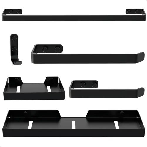 Kit de Acessórios para Banheiro Plus 6 Peças Preto Fosco Riga