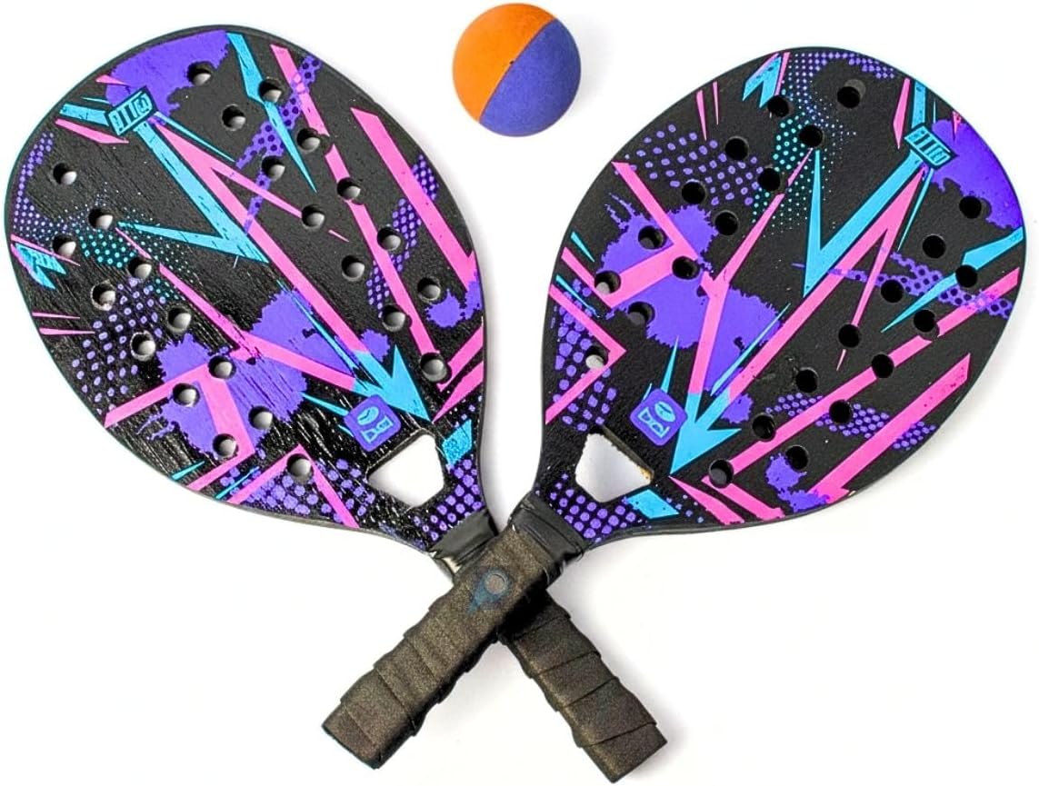 Kit Beach Tennis 2 Raquetes BT100 Lilás Premium Completo