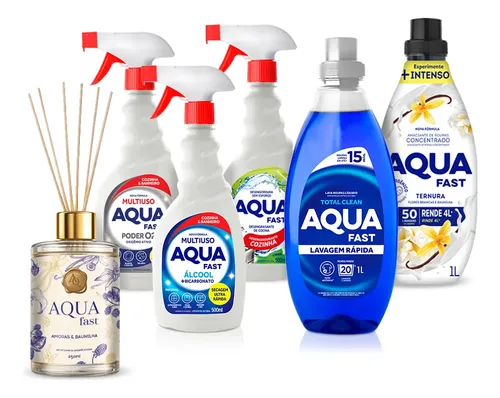 Kit Casa Completa Aquafast 6 Em 1: Lava Roupas e Aromatizador