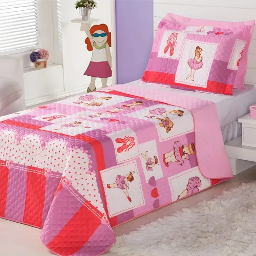 Kit Cobre Leito Solteiro Infantil 2 Peças Dupla Face Linda Vida