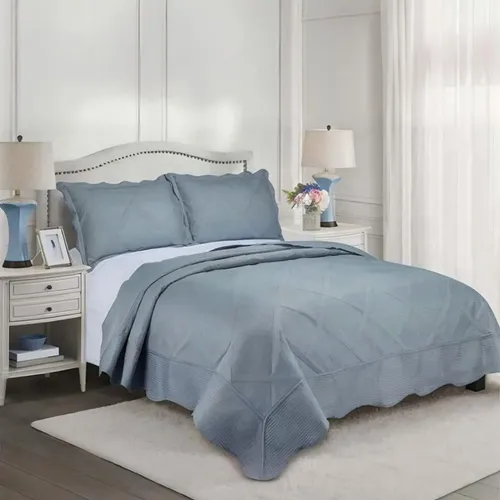 Kit Colcha Egeu Queen Cama Mesa e Banho 3 Peças Camesa Cinza