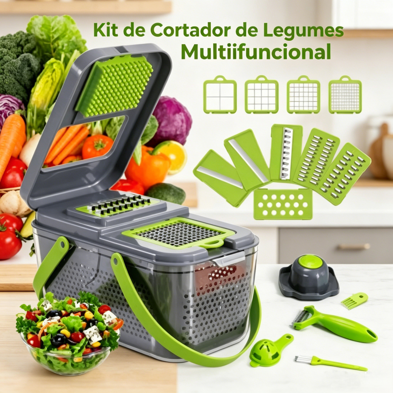 Cortador de Legumes Multifuncional 7 Lâminas - Kit Cozinha
