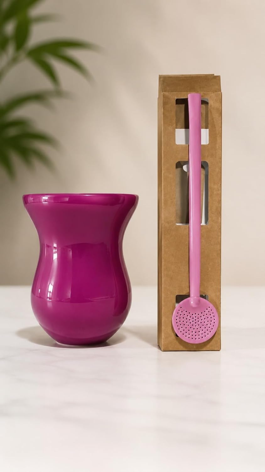Kit Cuia de Chimarrão Pink e Bomba de Inox Rosa