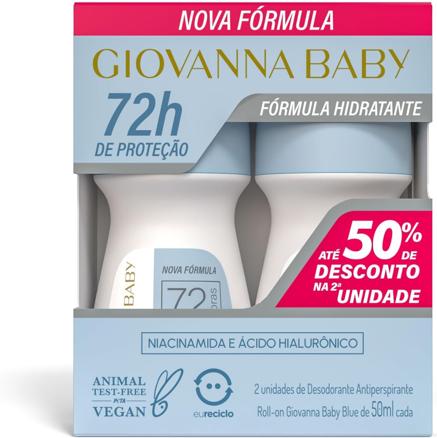 Kit Desodorante Roll-on Giovanna Baby Blue 50ml - Leve 2
