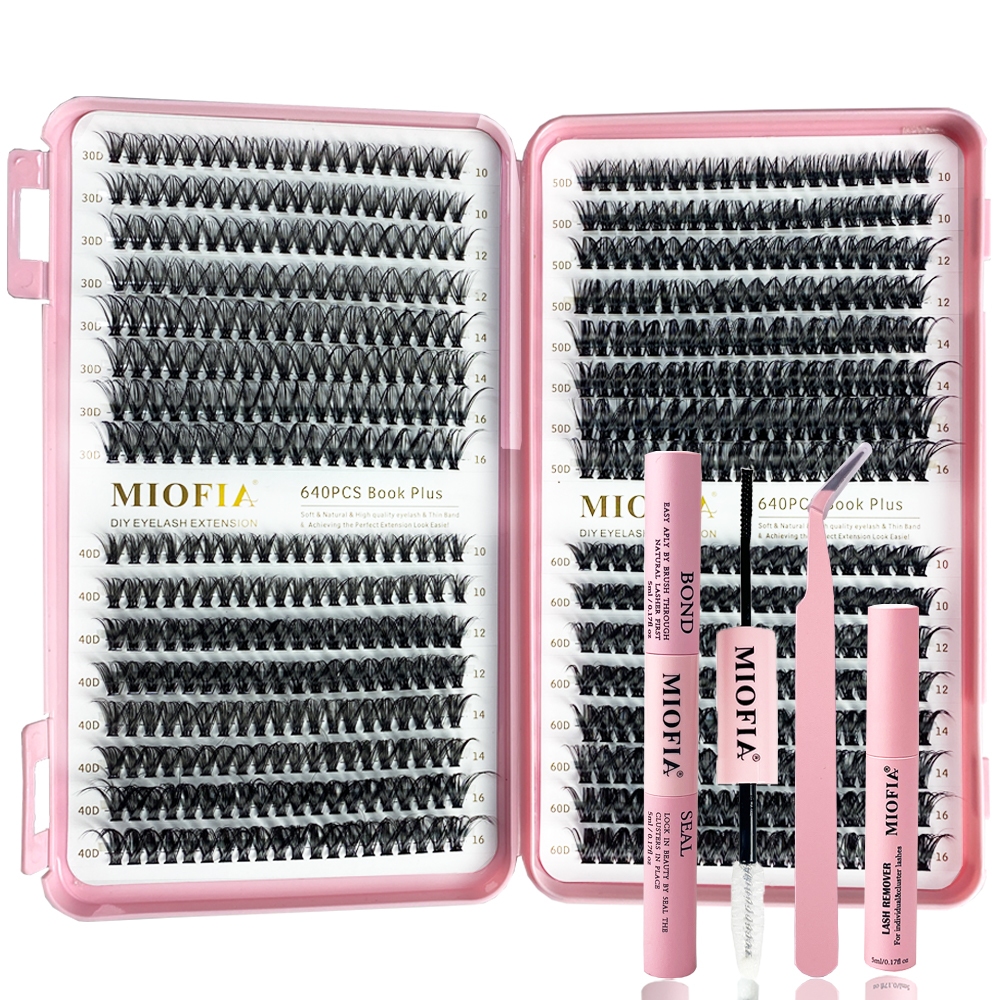 Kit Extensão de Cílios DIY 640 Tufos 30D a 60D 10-16mm MIOFIA