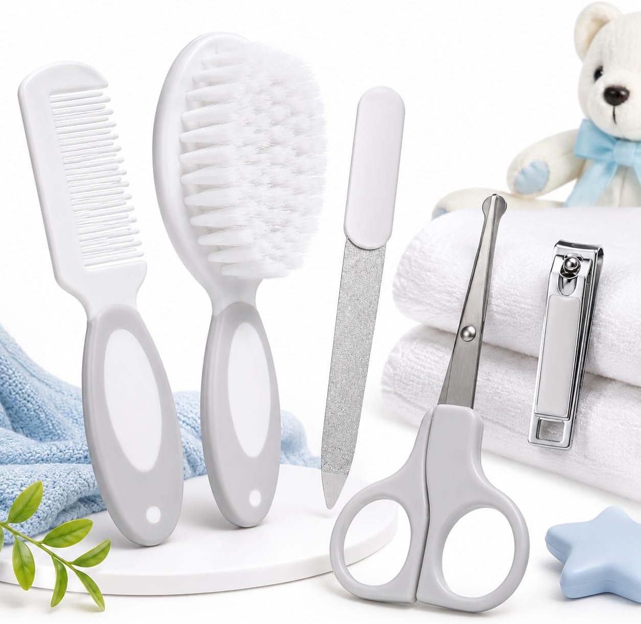Kit Higiene Bebê Cinza Completo com Organizador Portátil