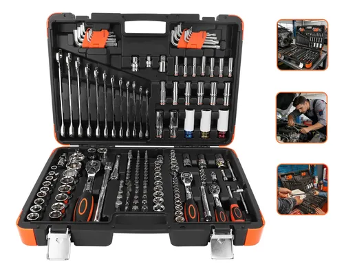 Kit Jogo de Ferramentas Oficina 222 Itens com Maleta Master