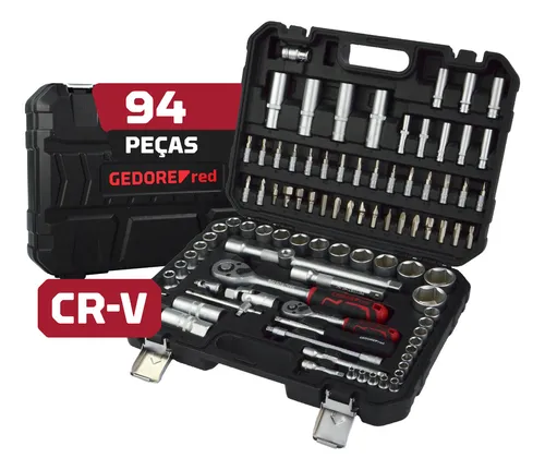 Kit Jogo de Soquetes Gedore Red 94 Peças com Maleta e Catracas