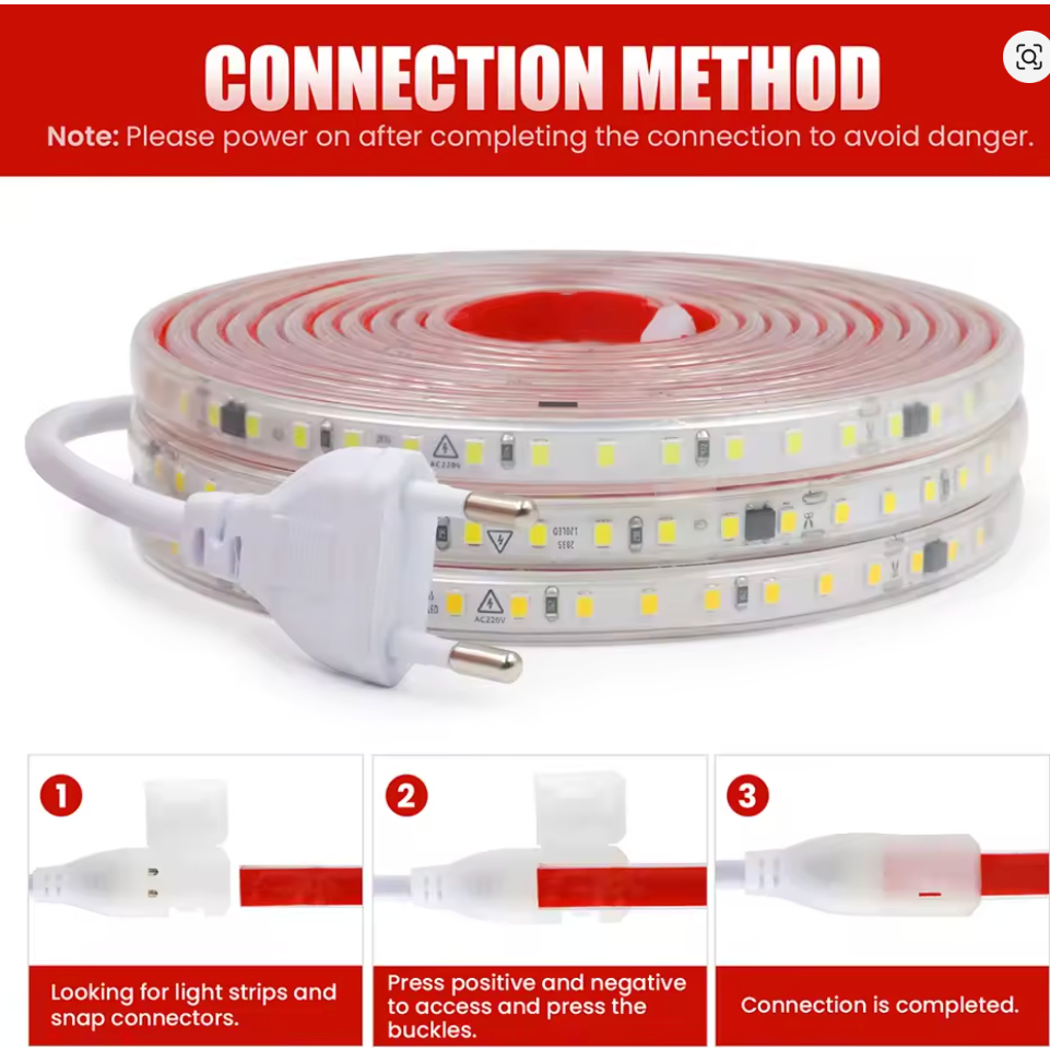 Kit Mangueira LED 5050 120 LEDS Direta com Dupla Face IP65