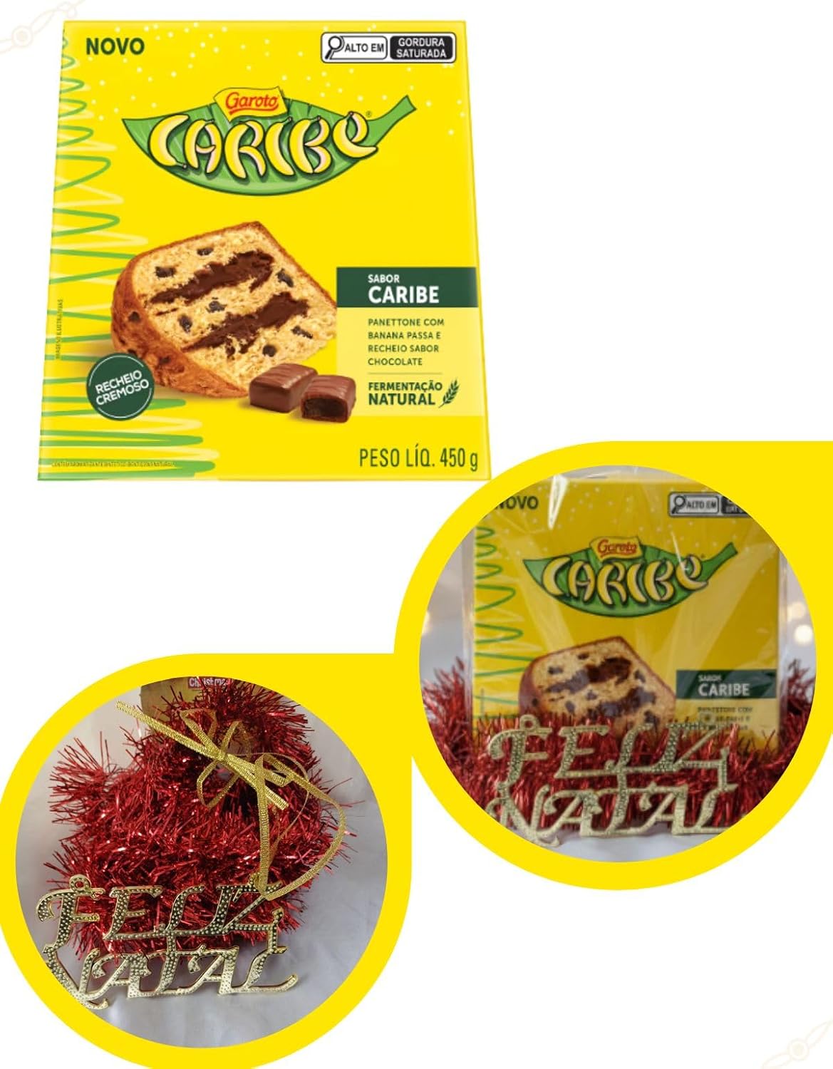 Kit Panettone 450g com Decoração Natalina