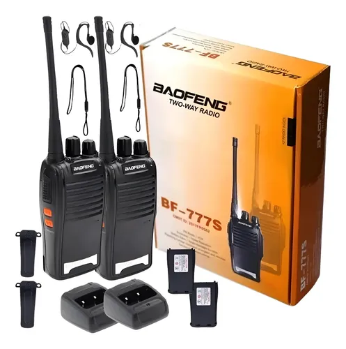 Kit Par 2 Rádio Baofeng 777s Walkie Talkie 16 Canais