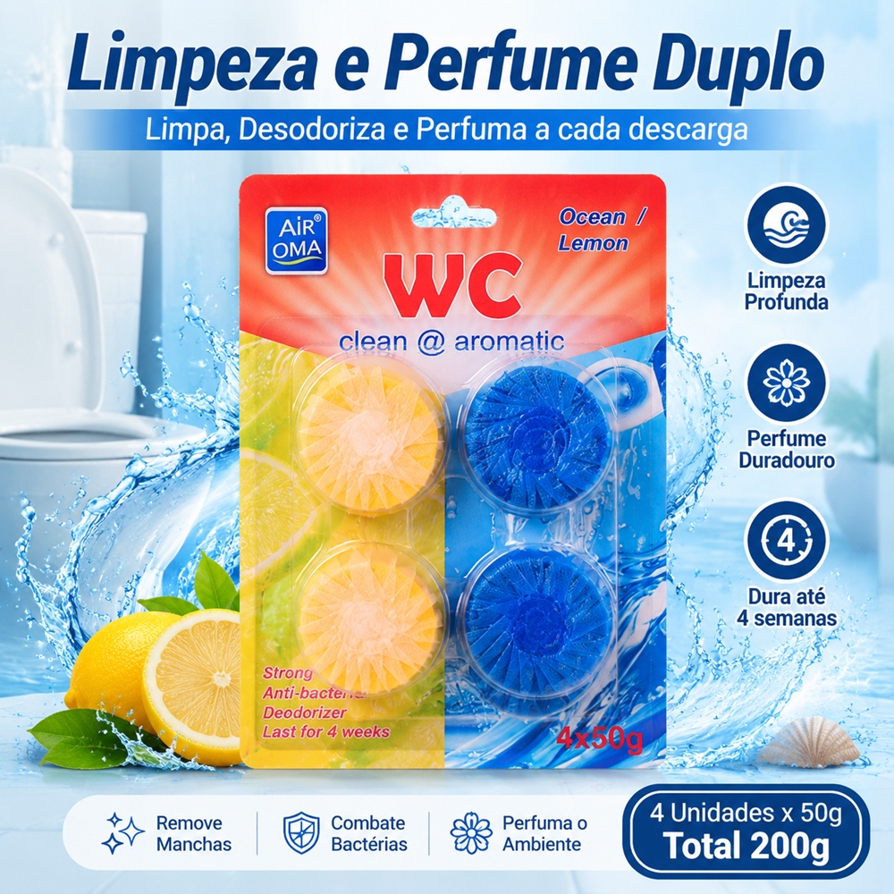 Pastilha Sanitária Bi-color 4 Unidades: Limpeza e Antiodor