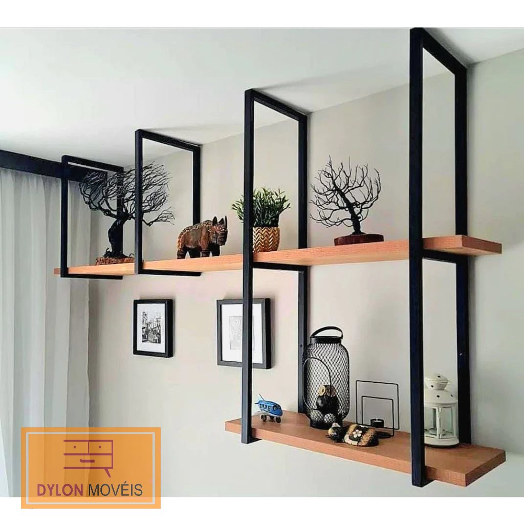 Kit Prateleira Industrial Lux com Suportes de Ferro Reforçado e MDF