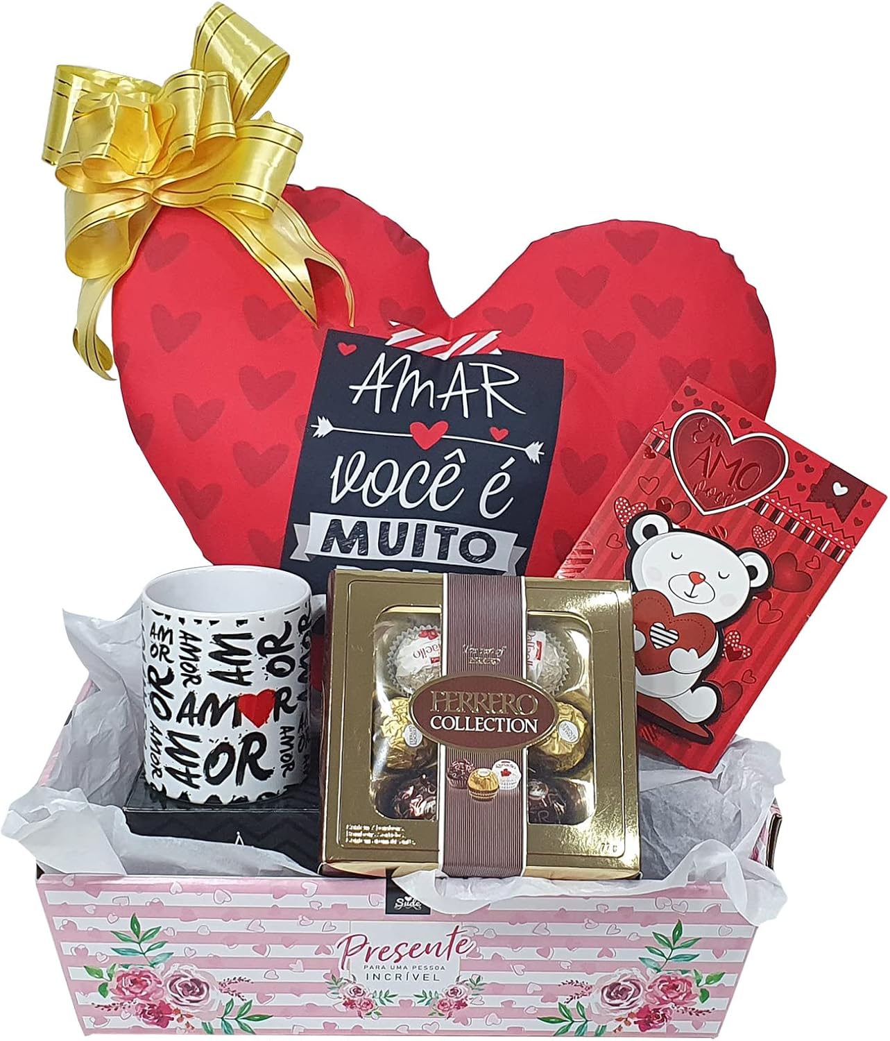 Kit Presente para Namorada com Almofada, Caneca e Ferrero Rocher