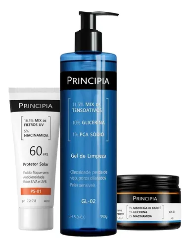 Kit Principia Skincare para Pele Sensível com Protetor Solar FPS 60