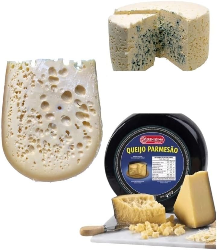 Kit de Queijos Gorgonzola, Emmental e Parmesão (250g cada)