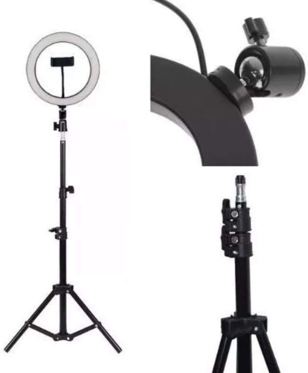 Kit Ring Light com Tripé e Dimmer: Iluminação Prática para Vídeos