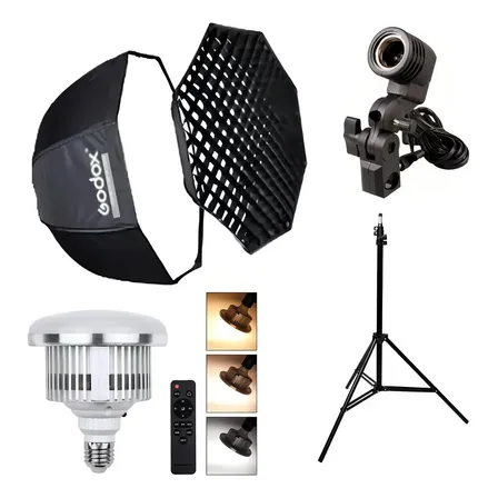 Kit Softbox Godox 80cm Completo com Grid, Tripé e Lâmpada