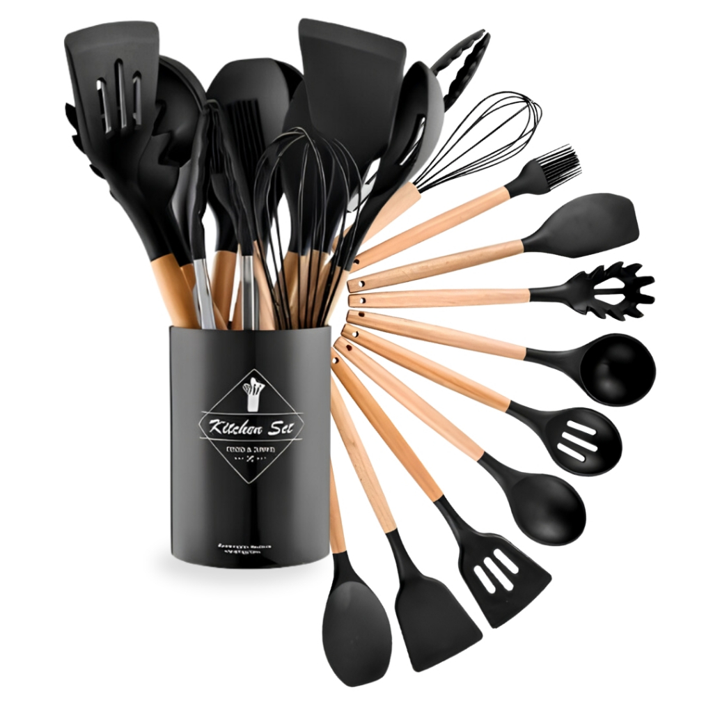 Kit de Utensílios de Cozinha em Silicone 12 Peças Antiaderente