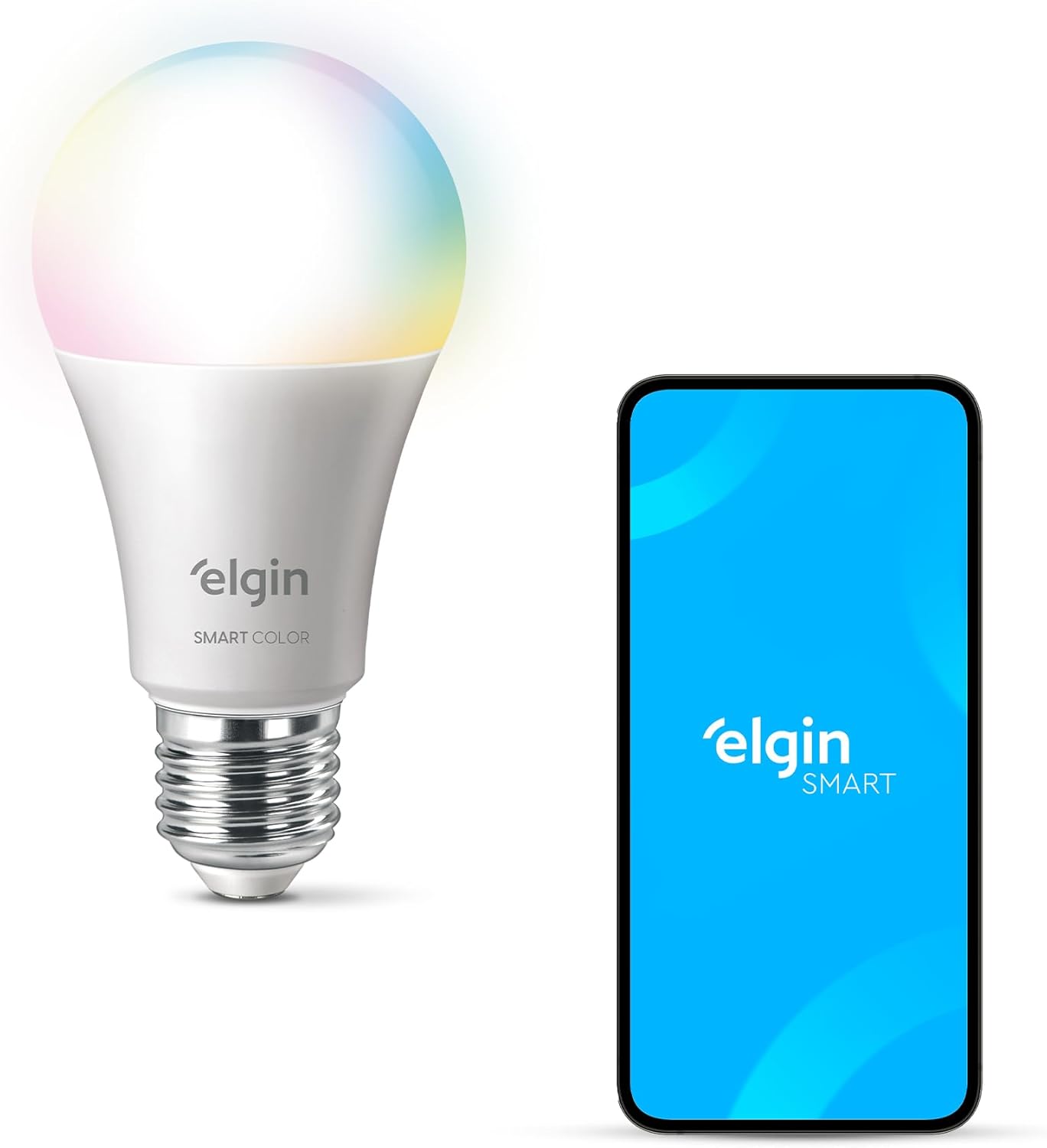 Lâmpada Inteligente Elgin 15W Smart Color Lâmpada inteligente branca Elgin de 15 Watts com tecnologia smart color RGB e Wi-Fi integrado