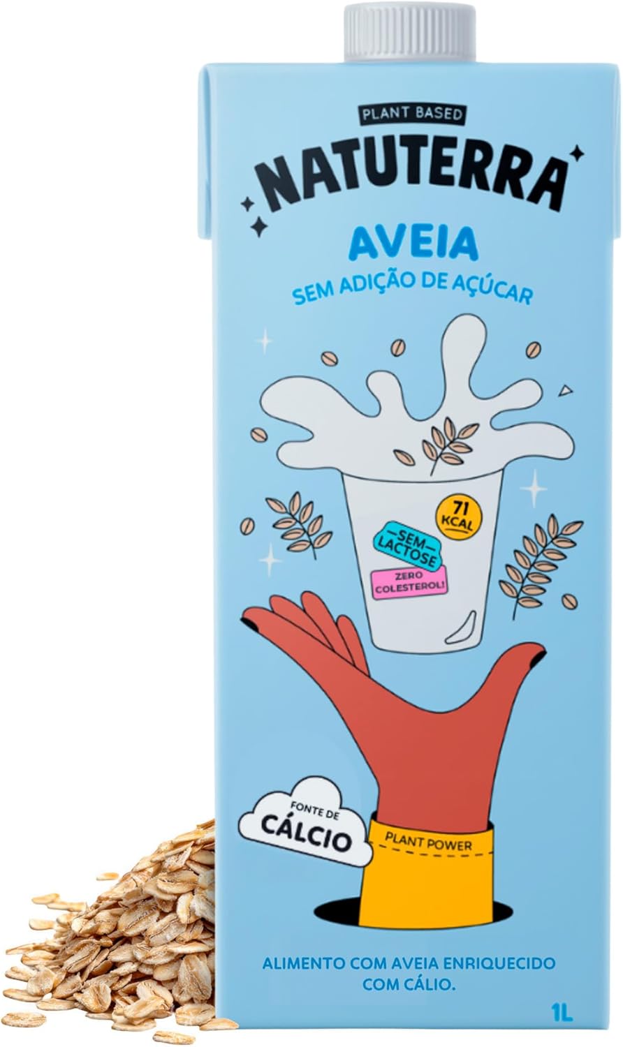 Leite de Aveia Natuterra 1L: Bebida Vegetal Sem Açúcar e Fonte de Cálcio