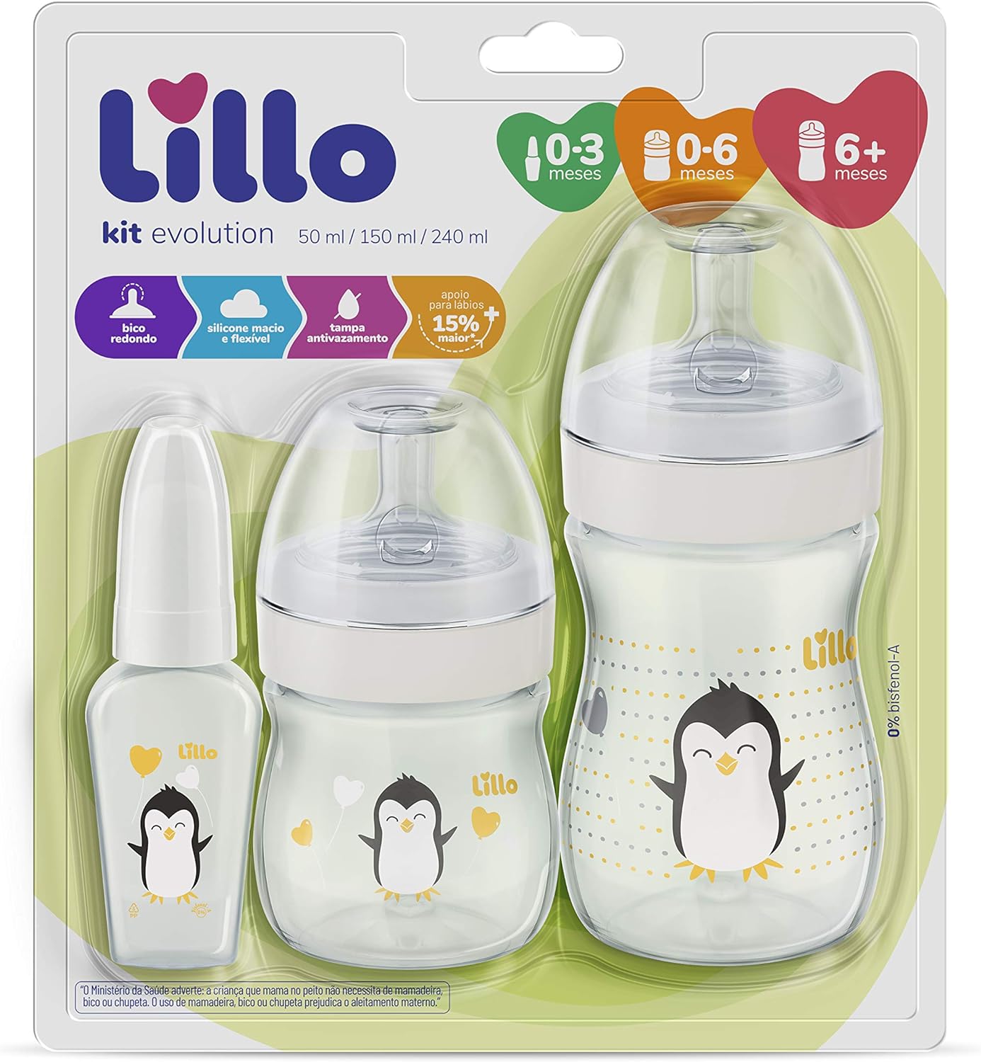 Lillo Kit de Mamadeira Primeiros Passos: Versatilidade em 3 Tamanhos