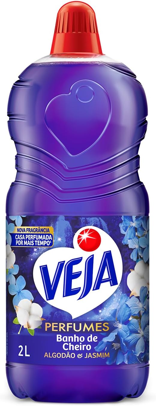 Limpador Perfumado Veja Banho de Cheiro 2L - Manutenção de Casa Frasco de limpador Veja Banho de Cheiro 2 litros em embalagem plástica transparente com líquido colorido