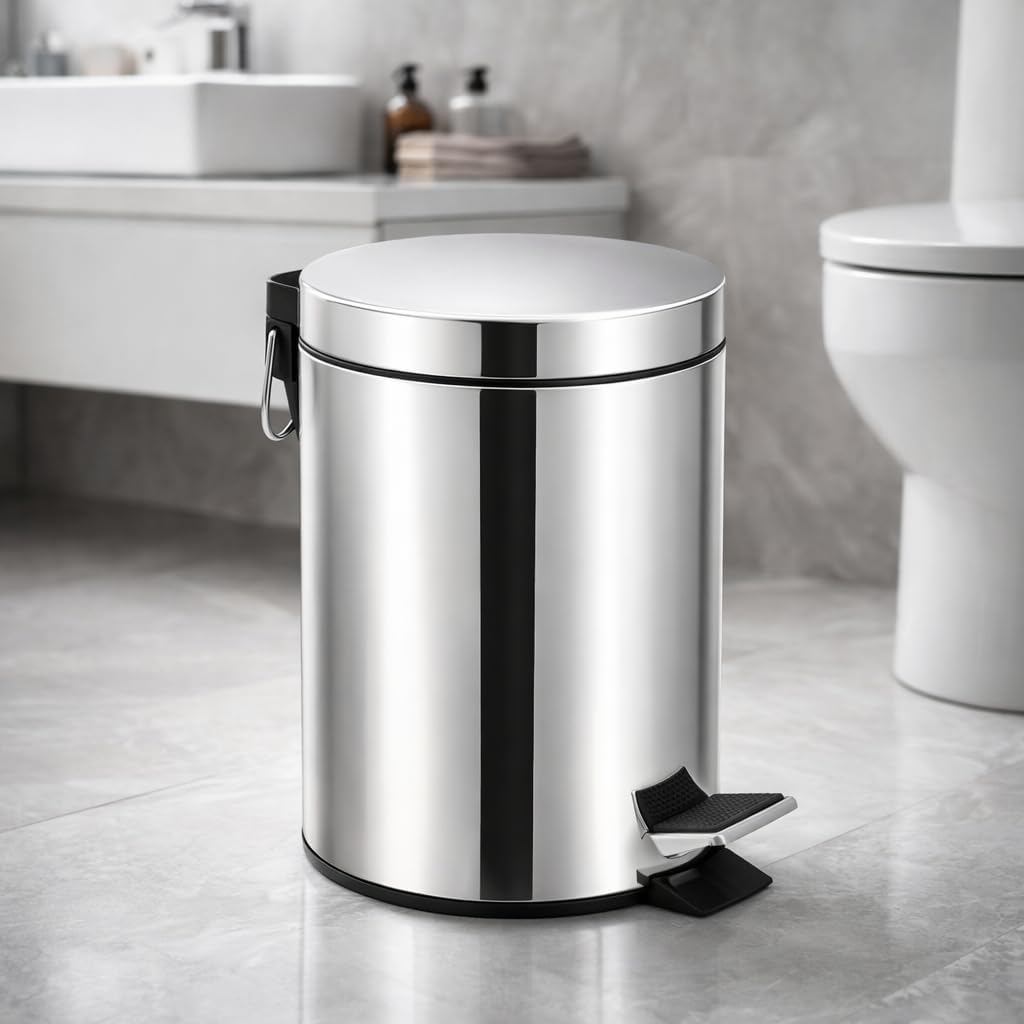 Lixeira Inox Prime 5L: Elegância e Praticidade com Fechamento Suave