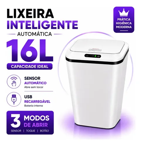 Lixeira Inteligente 16L Automática Sensor USB-C - Vale a pena?