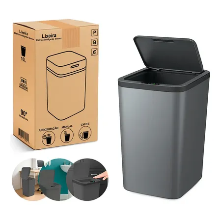 Lixeira Inteligente com Sensor Automático e Recarregável 16L