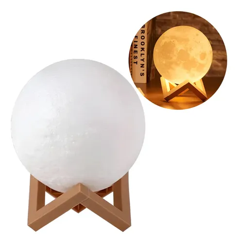 Luminária LED Abajur Lua Cheia 3D 12cm: Decoração e Luz Noturna