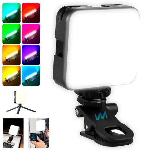 Luz de Preenchimento LED RGB Wmix: Iluminador Portátil para Vídeos e Fotos
