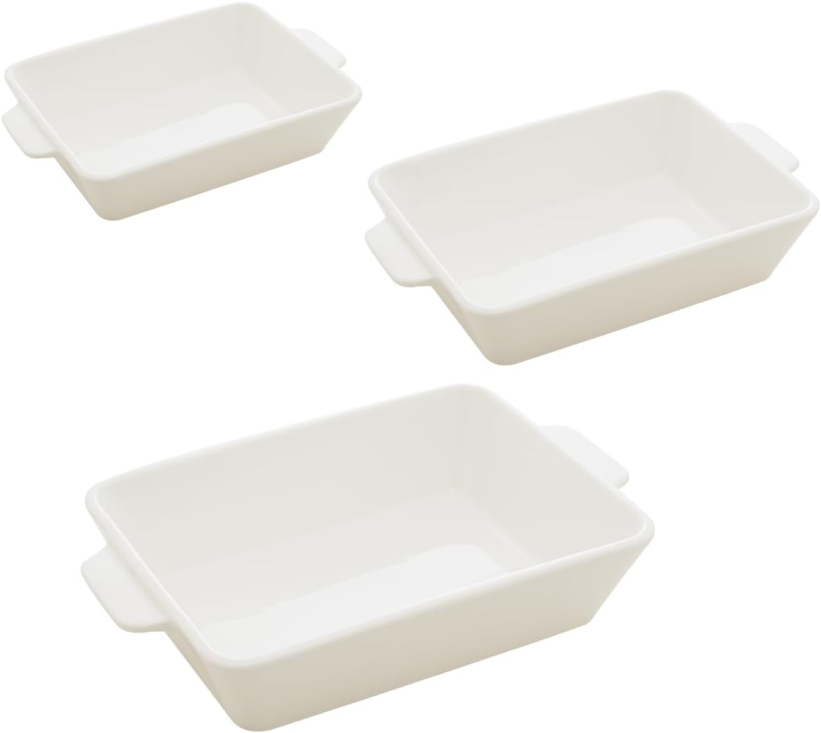 LYOR Conjunto 3 Refratários Basic Branco Porcelana