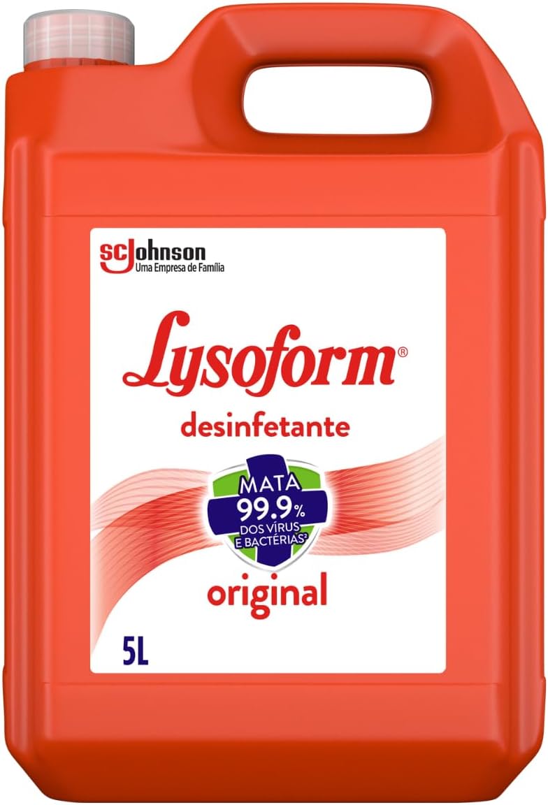 Desinfetante Lysoform Original Líquido 5 Litros Embalagem plástica branca de cinco litros do desinfetante líquido Lysoform Original para limpeza doméstica