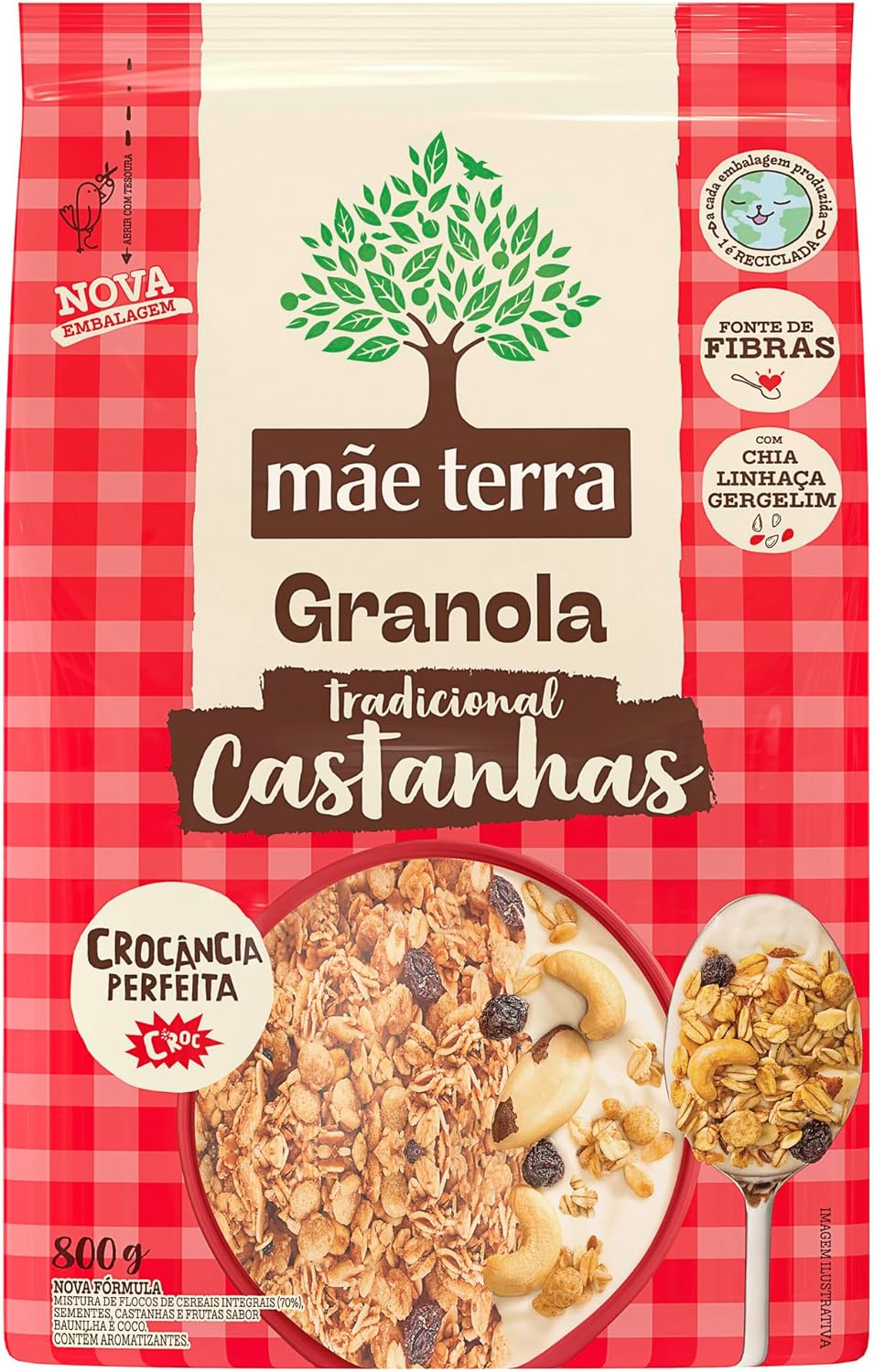 Mãe Terra Granola Tradicional Castanhas Brasileiras 800g