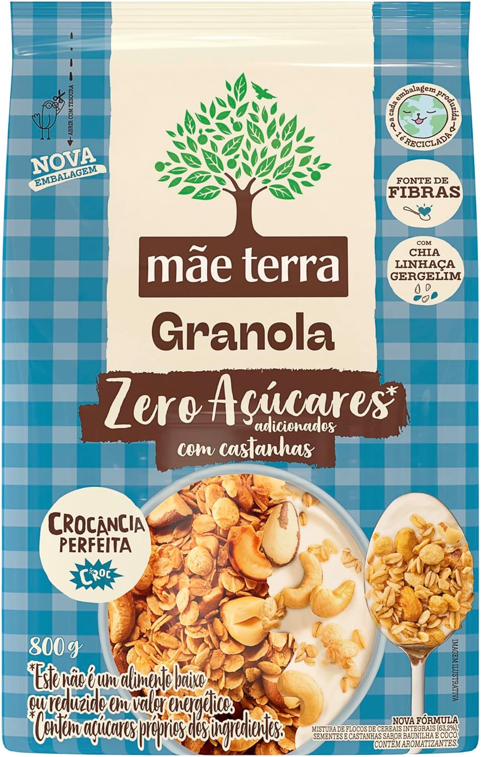 Mãe Terra Granola Tradicional Zero Açúcares 800 g