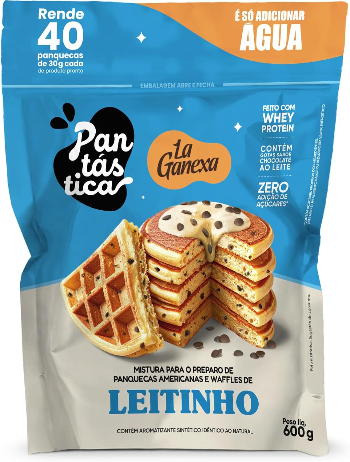 Massa para Panqueca e Waffle Zero Whey Leitinho 600g La Ganexa