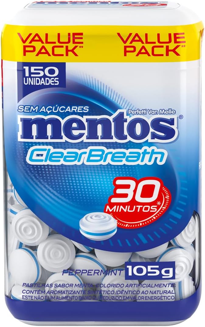 Mentos Clear Breath Peppermint 105g: Hálito Fresco e Sem Açúcar