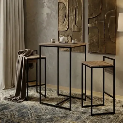 Mesa Bistrô Alta Estilo Industrial Urbana Preto e Mel