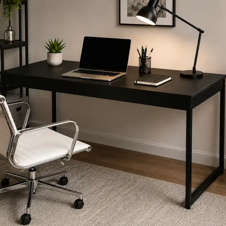 Mesa de Escritório Estilo Industrial 120cm x 60cm Preta