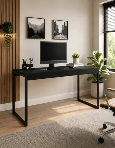 Mesa Escrivaninha Industrial 120x60 Jm3 Móveis Preta