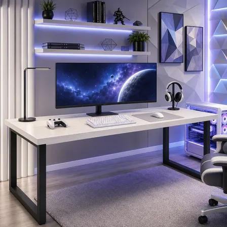 Mesa Gamer Industrial 150cm em Aço e Madeira