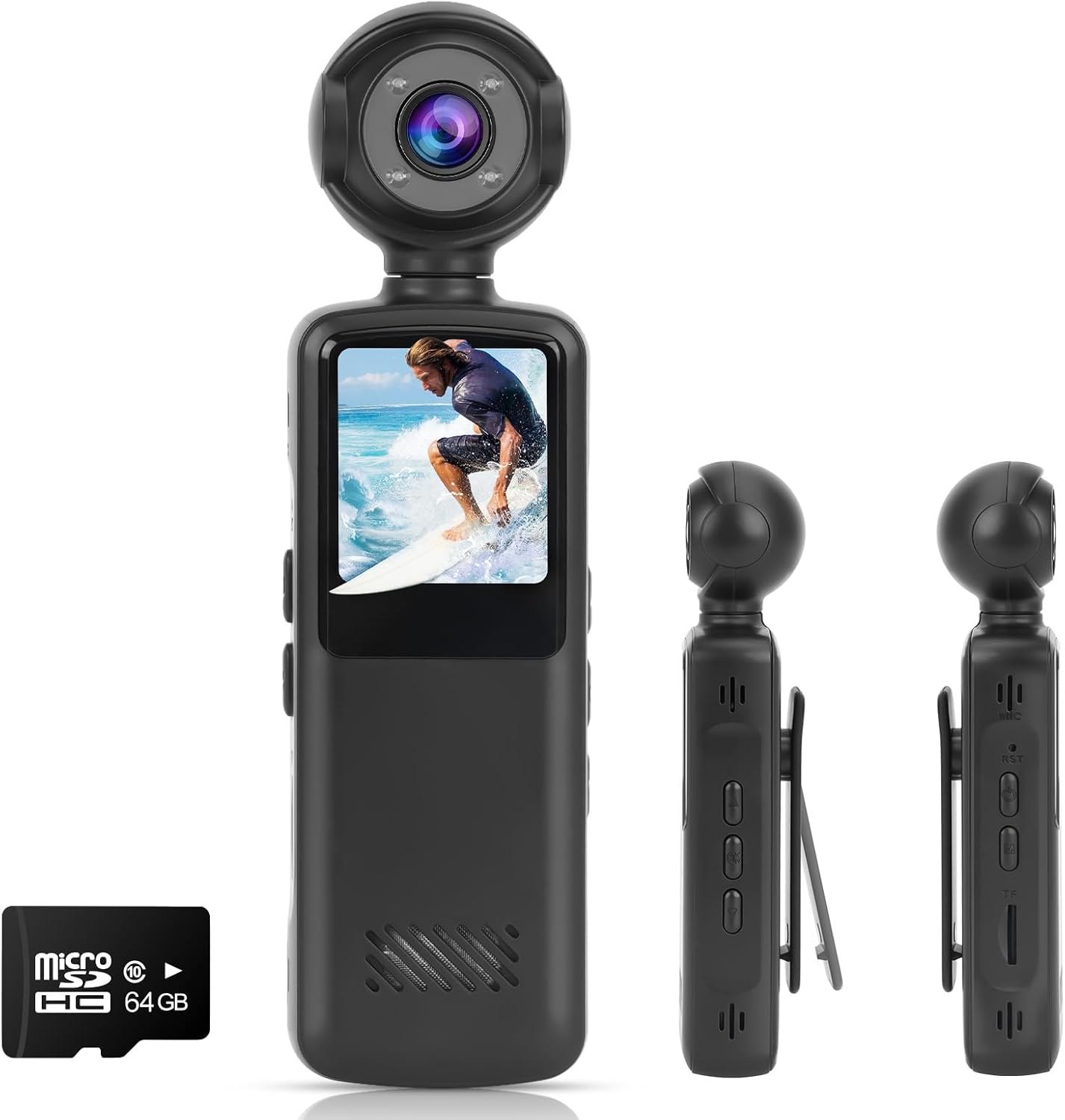 Mini Câmera Portátil AQWS: Câmera de Ação 1080P com Lente Rotativa 180°