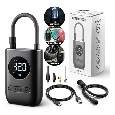 Mini Compressor de Ar Digital Portátil Lumi USB-C para Pneus