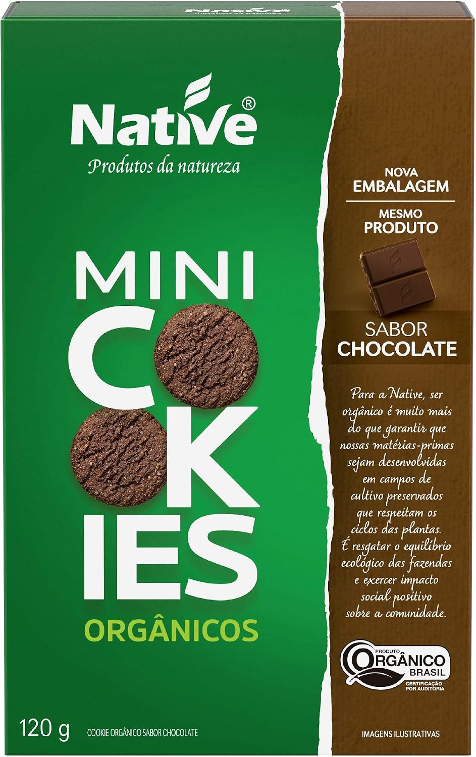 Mini Cookies Orgânico Native Sabor Chocolate 120g